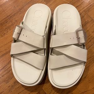 Chacos Womens Sandals Townes Slide Midform Slip On Shoes Platform Cream Size 8